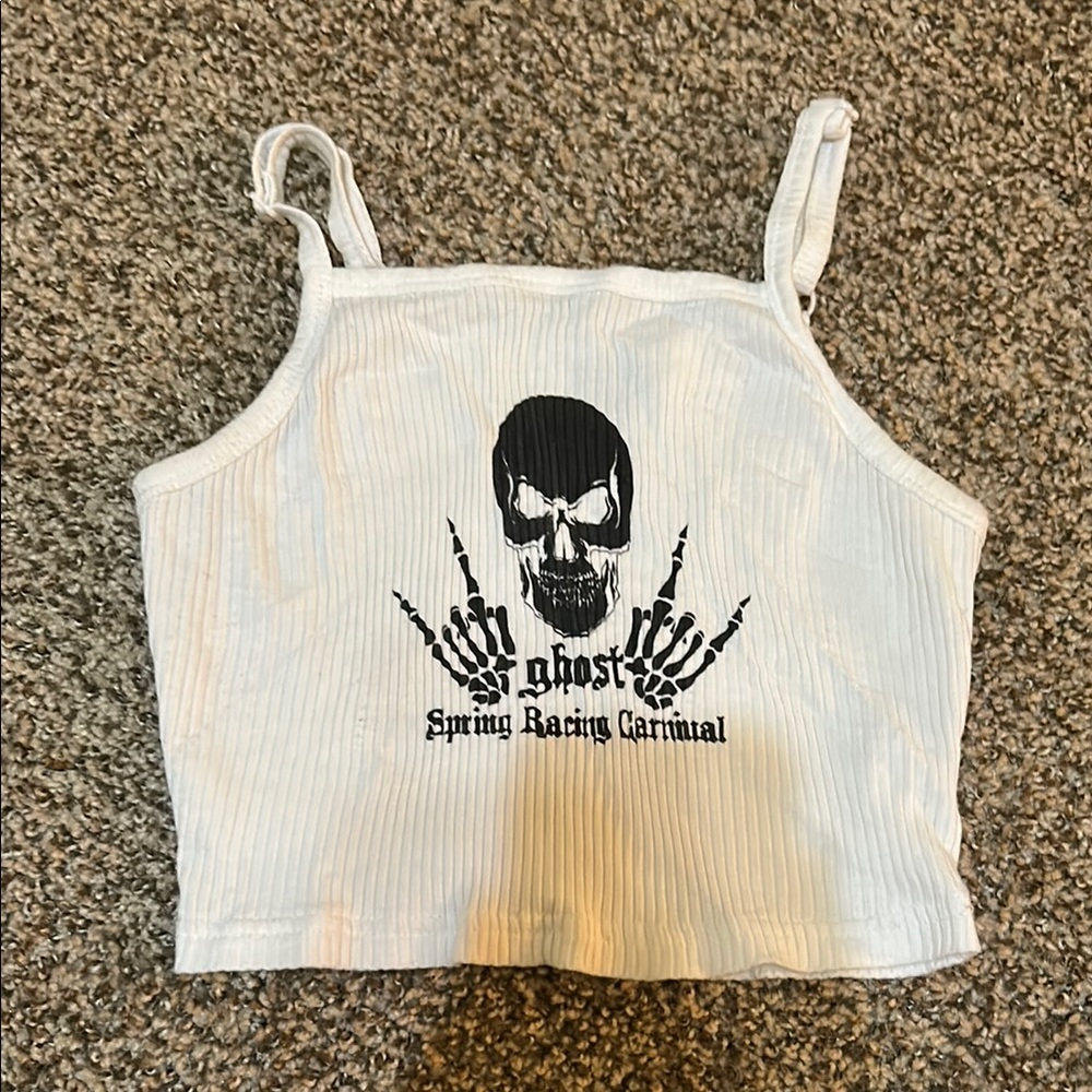 White Skull Graphic Tank Top